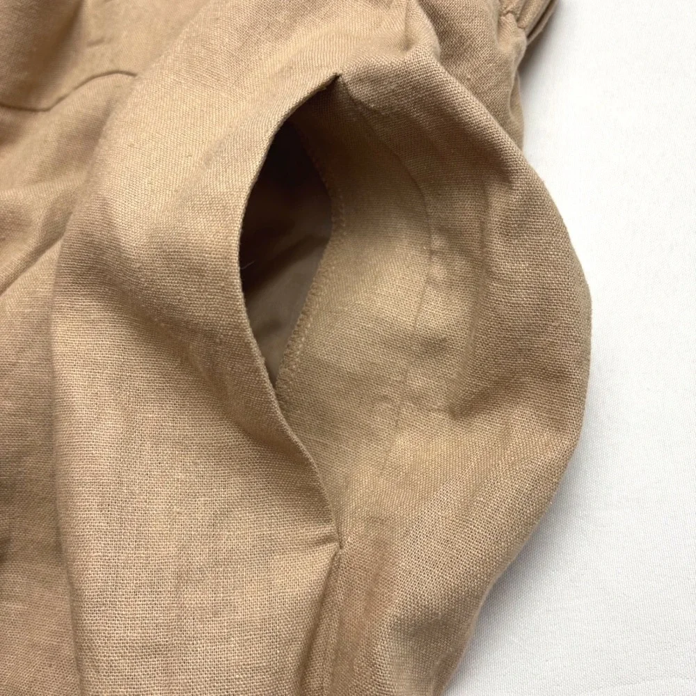 Bar III Womens 3X Tan Linen Blend Relaxed Straight Leg Dress Pants NWT